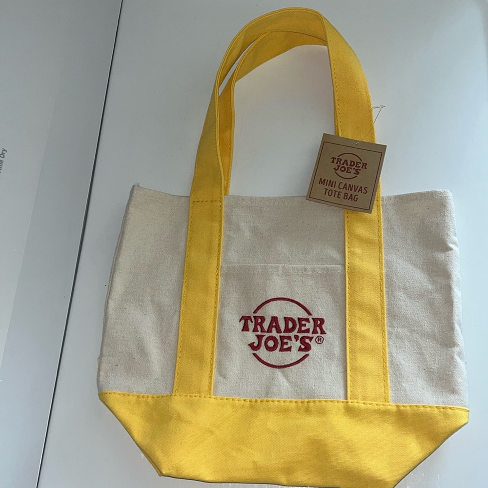 Yellow mini Trader Joe’s tote bag